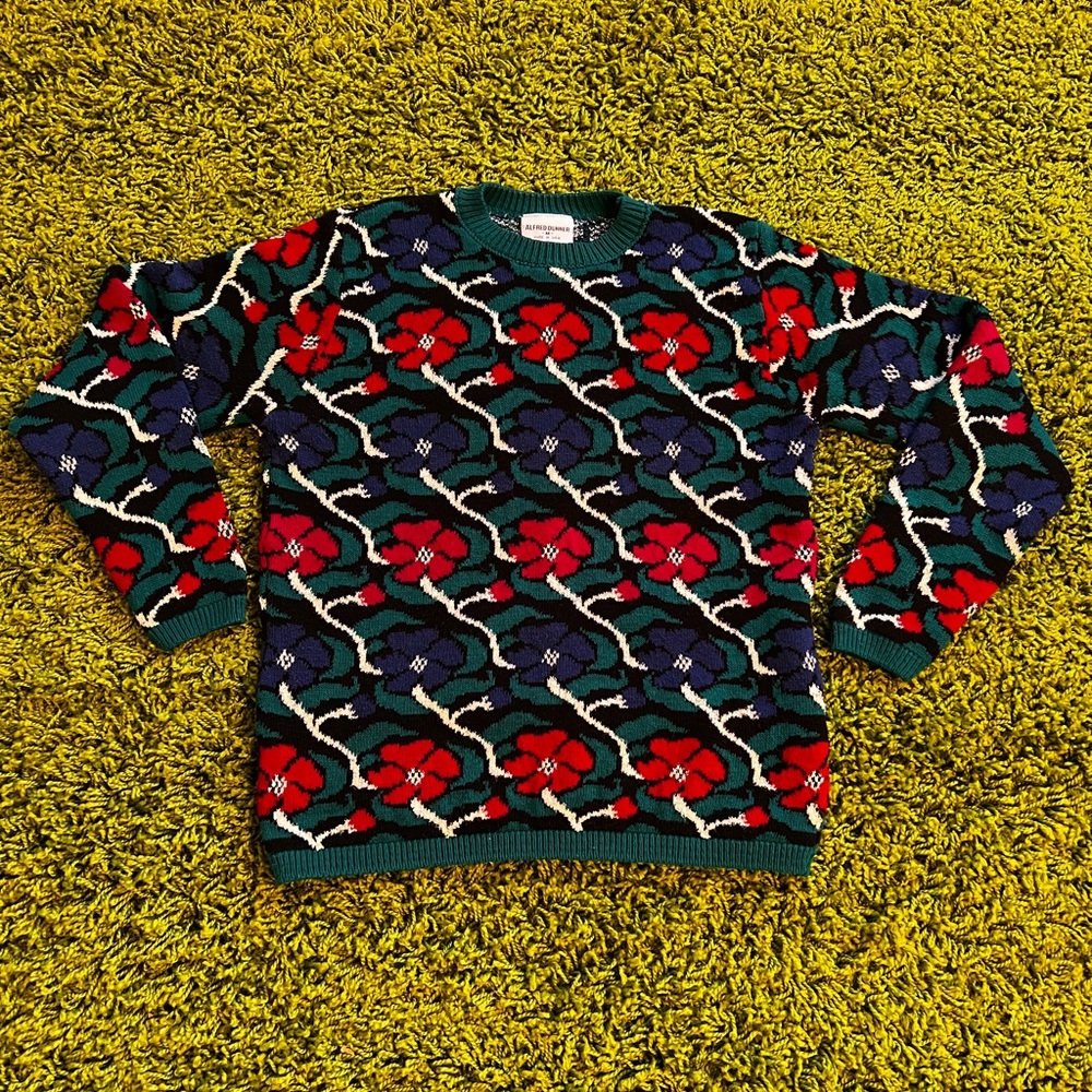 Vintage Abstract Floral Knit Sweater